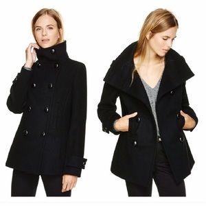 Black Babaton wool coat size lg. fair condition